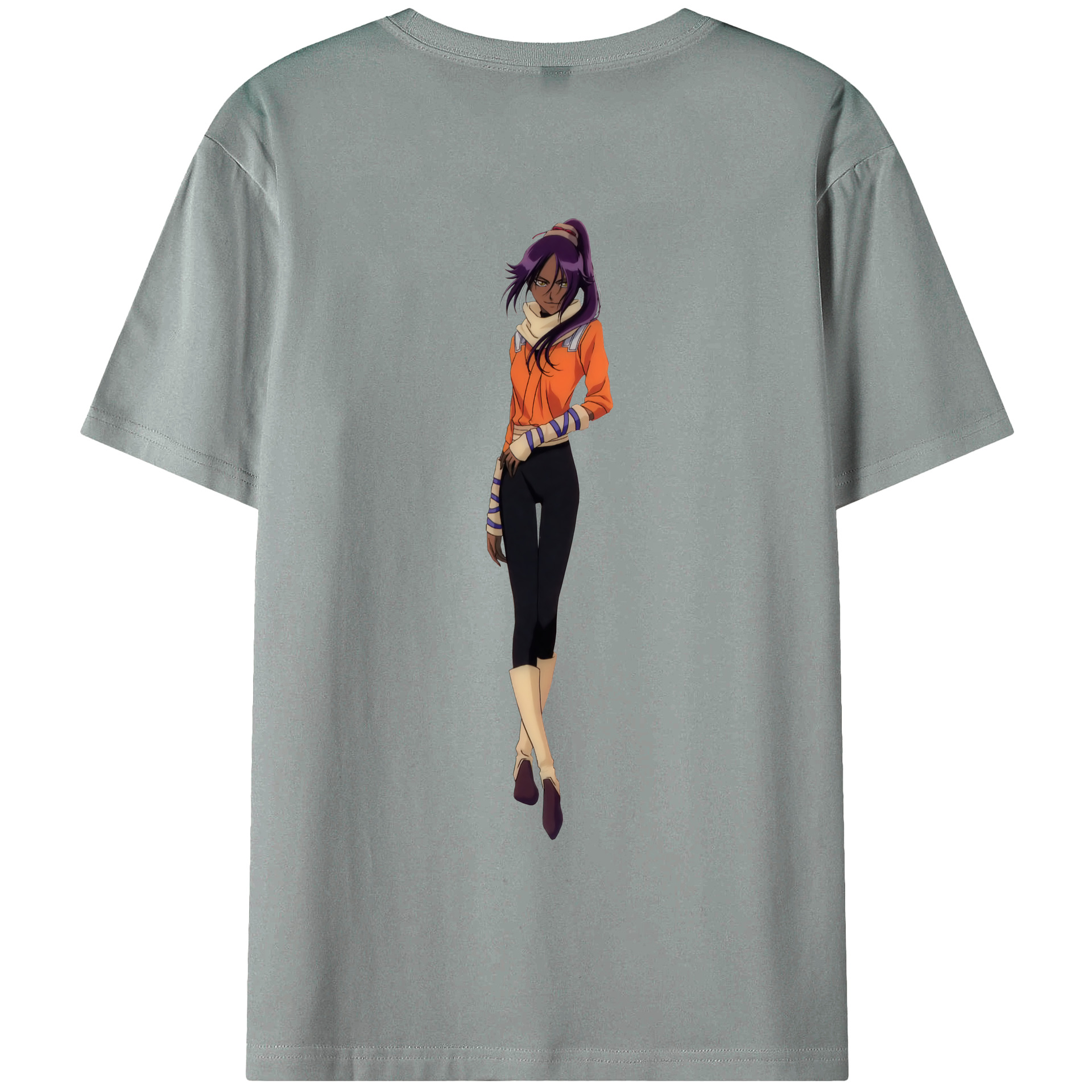 （画像用） ブリーチ 四楓院 夜一（しほういん よるいち） BLEACH Shihouin Yoruichi 綿100％ メンズ半袖Tシャツ（バックプリント） 通気性